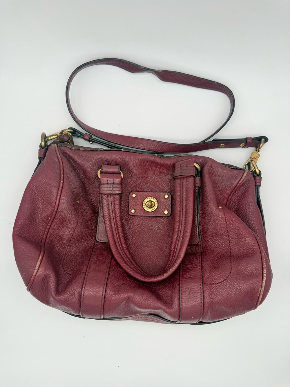 Marc by Marc Jacobs Vintage Y2K Burgundy Leather Satchel Shoulder Bag